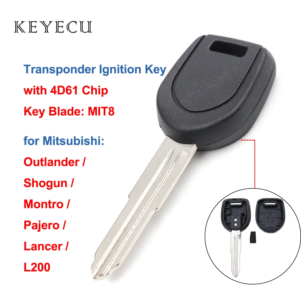 

Keyecu Uncut Transponder Ignition Key for Mitsubishi Lancer Outlander L200 Shogun Pajero Montero with 4D61 Chip