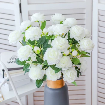 

1 Bouquet 3 Heads Artificial Silk Rose Flowers High Quality Fake Flowers Hydrangea for Home Wedding Party Valentines day Decor