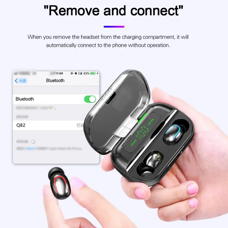 Wireless Headphone TWS Bluetooth 5 0 Headset Waterproof Stereo Earphones LED Electricity Display With Noise reduction Mic New