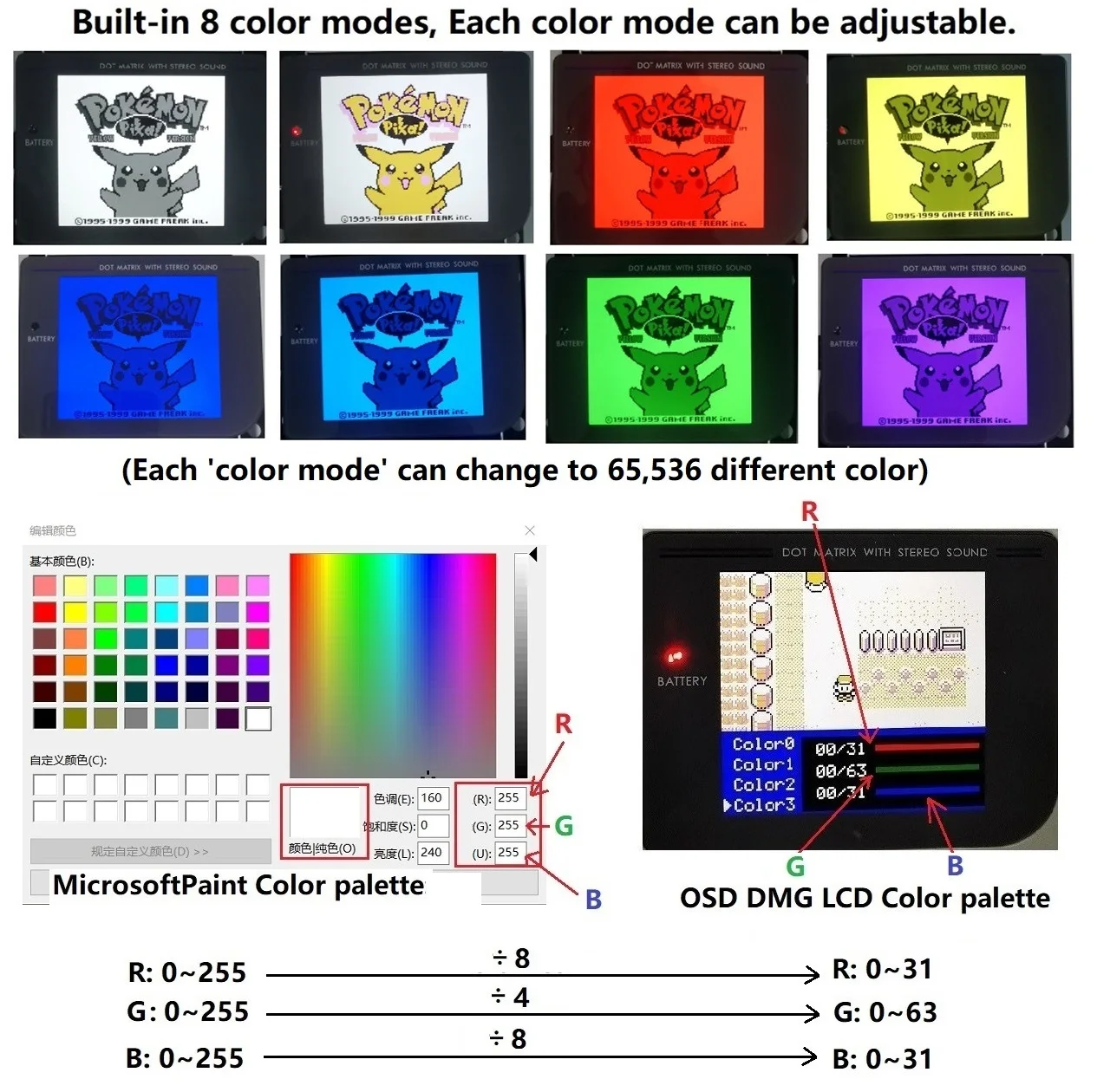 Q5 Version Super OSD RIPS Highlight Backlight LCD Mod/Pre-cut Shell Case/Speaker For Game Boy DMG GB Console