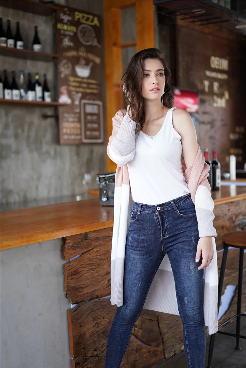 Fitshinling Block, длинный кардиган в стиле пэчворк, зимнее пальто,, Boho, тонкая женская трикотажная куртка, длинный рукав, открытая стежка, кардиганы