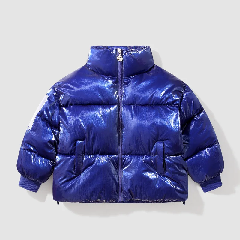 DarkBlue Детская зимняя куртка для девочек и мальчиков, серебряное, Золотое хлопковое Стеганое пальто, детская одежда, верхняя одежда, стеганая куртка, лыжные парки От 4 до 10 лет - Цвет: DarkBlue