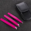 3 PCS/Set Eyebrow Tweezers Stainless Steel Point Tip/Slant Tip/Flat Tip Hair Removal Makeup Tools Accessory with Black Bag Case 5
