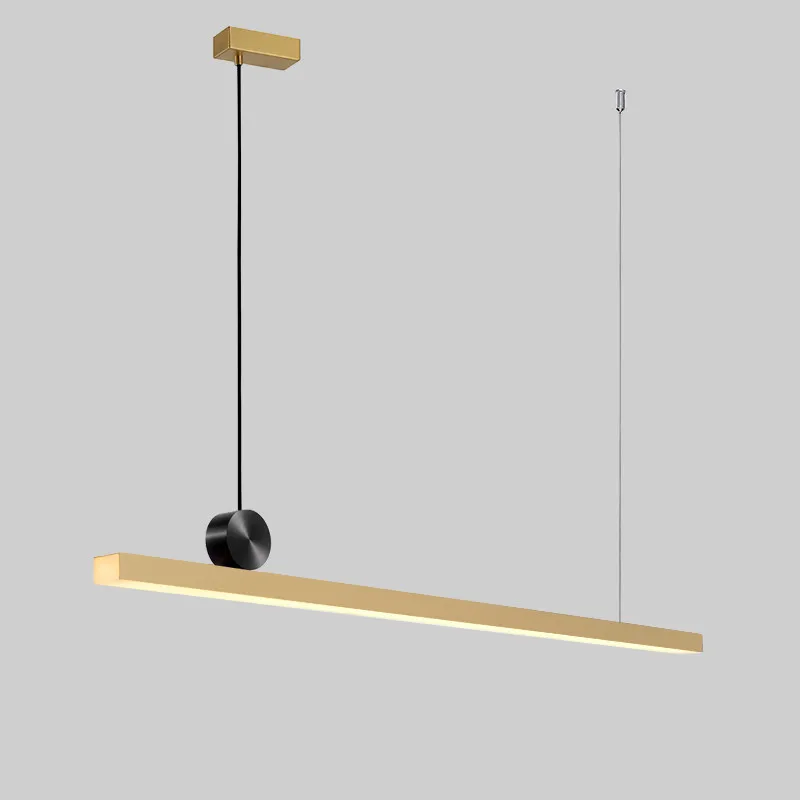 

Nordic Stainless Steel Led pendent light Modern Brass Color Design Long Strip Living Room Bar Hotel Hall restauran Light Fixture