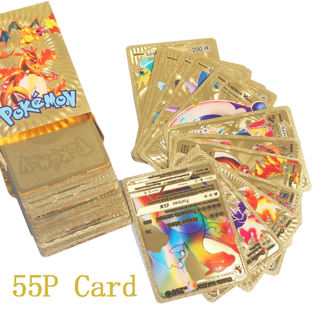 54ps מון קpokemon карты покемона коллекция металлических GX карт Пикачу Чаризард Golden V