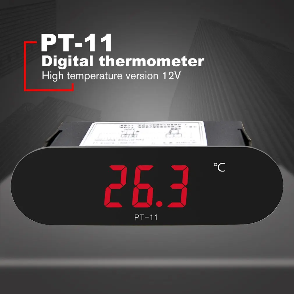 Mini LCD Digital Thermometer 12V Indoor Enbedded Digital Electronic Temp Meter Tester Fridge Gauge with Temperature Sensor