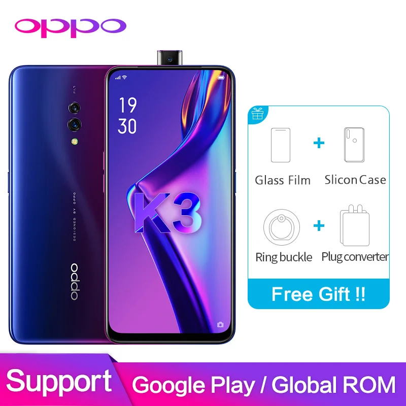 OPPO K3 Global rom Поддержка Google Play 6 ГБ 128 ГБ 16 МП камеры 1080P 6,5 "полный экран Snapdragon 710 Восьмиядерный VOOC3.0 3765 мАч