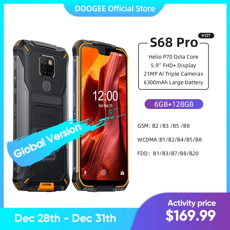 IP68 Водонепроницаемый DOOGEE S68 Pro прочный телефон Беспроводной зарядка NFC 6300 мА/ч 12V2A