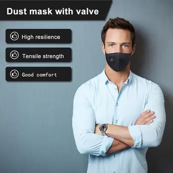 

Mouth Mask Dustproof Anti-fog Haze PM 2.5 Activated Carbon Reusable Face Mouth Mask Cover Respirator for Men Women Unisex Black