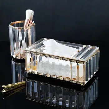 

European Crystal Tissue Box Removable Tissue Napkin Dispenser Holder Table Kitchen Living Room Dining Room Decor Storage Box