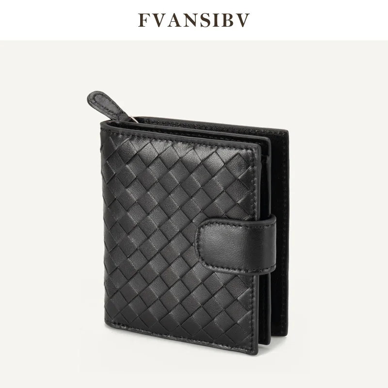 Women's Wallet Short 100% Sheepskin Leather Woven Coin Change Zipper Storage Bag Fashion Simple Luxury Brand MoneyClip2020 New Women's Wallet Short 100% Sheepskin Leather Woven Coin Change Zipper Storage Bag Fashion Simple Luxury Brand MoneyClip2020 New