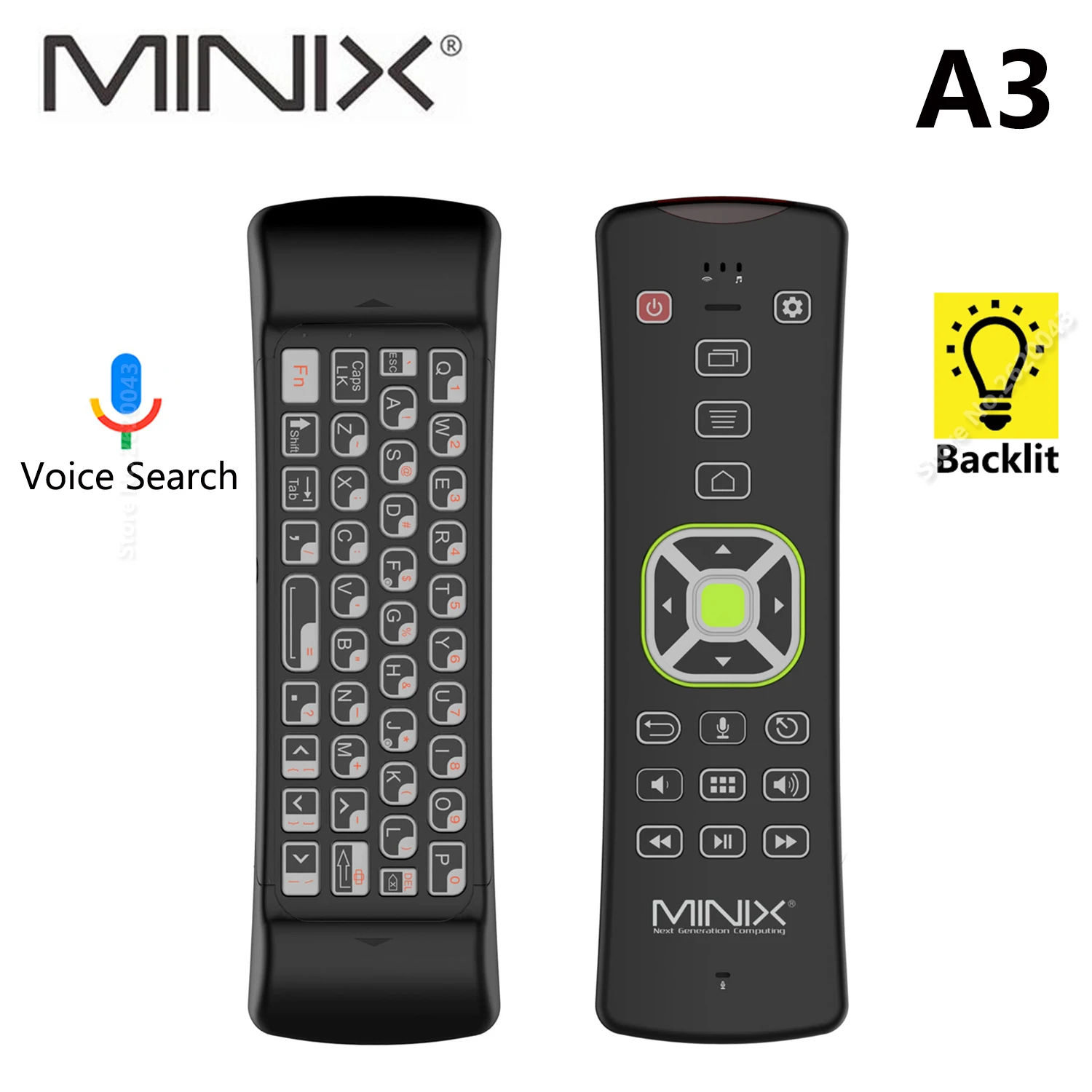 Беспроводная воздушная мышь MINIX NEO A3 с подсветкой и голосовым входом QWERTY