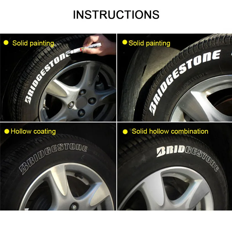 Newest DIY Paint Pen Cool White Large Volume Letter Touch up Marking Pen Marker For Car Tires Automotive car-styling