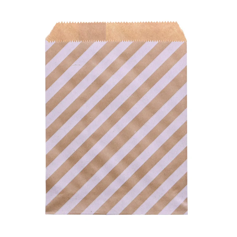 25/50pcs 18*13cm Kraft Paper Bags Wave Stripe Dot Gift Bag for Wedding Birthday Candy Snack Bag Festival Party Wrapping Supplies