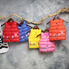 Детский жилет; детский пуховый хлопковый жилет с перьями; детский жилет с поросенком