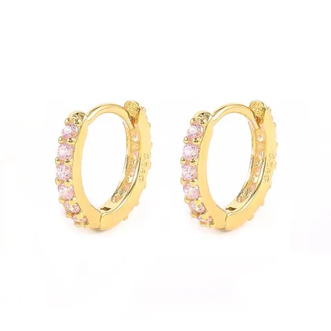 925 Sterling Silver All Pink Crystal Pave Hoop Earrings Pink Cubic Zirconia Stone Heart Moon Star Charm Earrings Jewelry