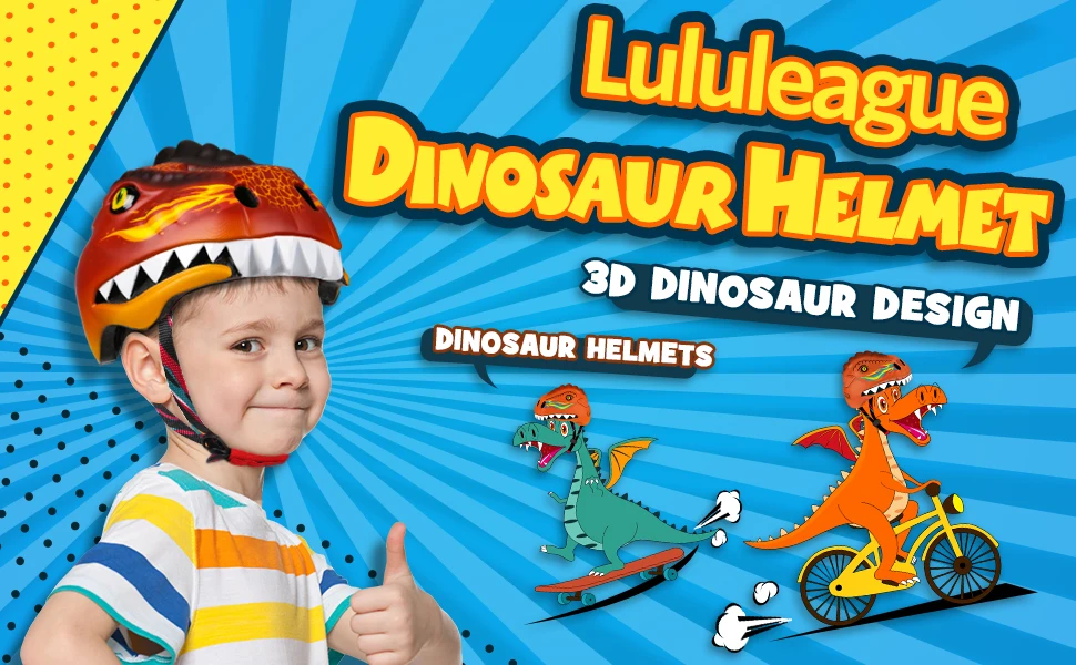 Fille Dinosaure pour enfant 48-52 cm lululeague Casque de vélo Garçon