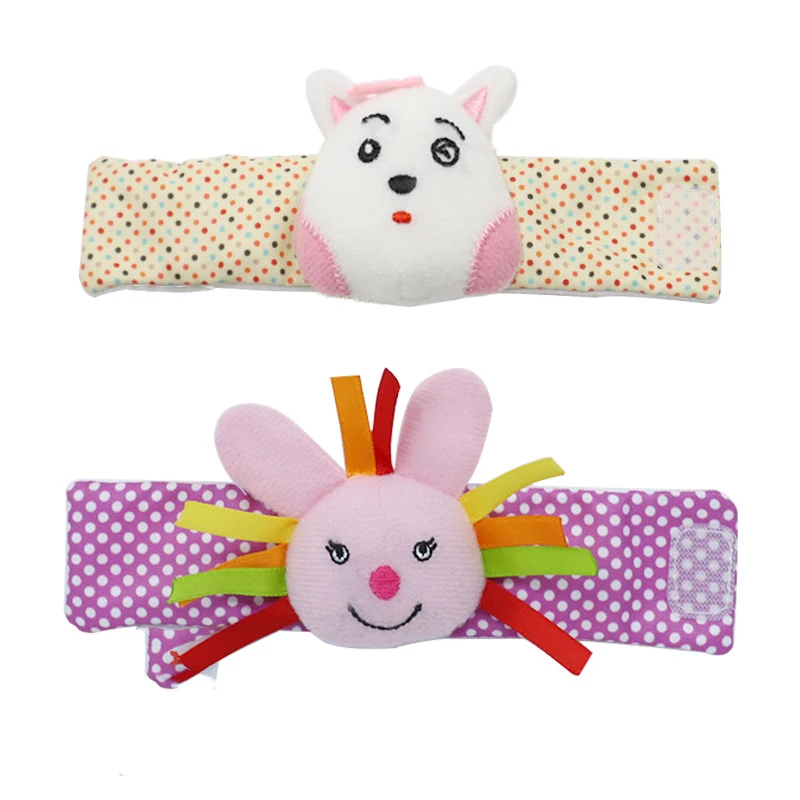 Cute Baby Newborn  Rattle Toy Soft Cartoon Animal Rattles Toys Children Infant Plush Wrist Rattles Baby Toy Hand Wrist Strap
