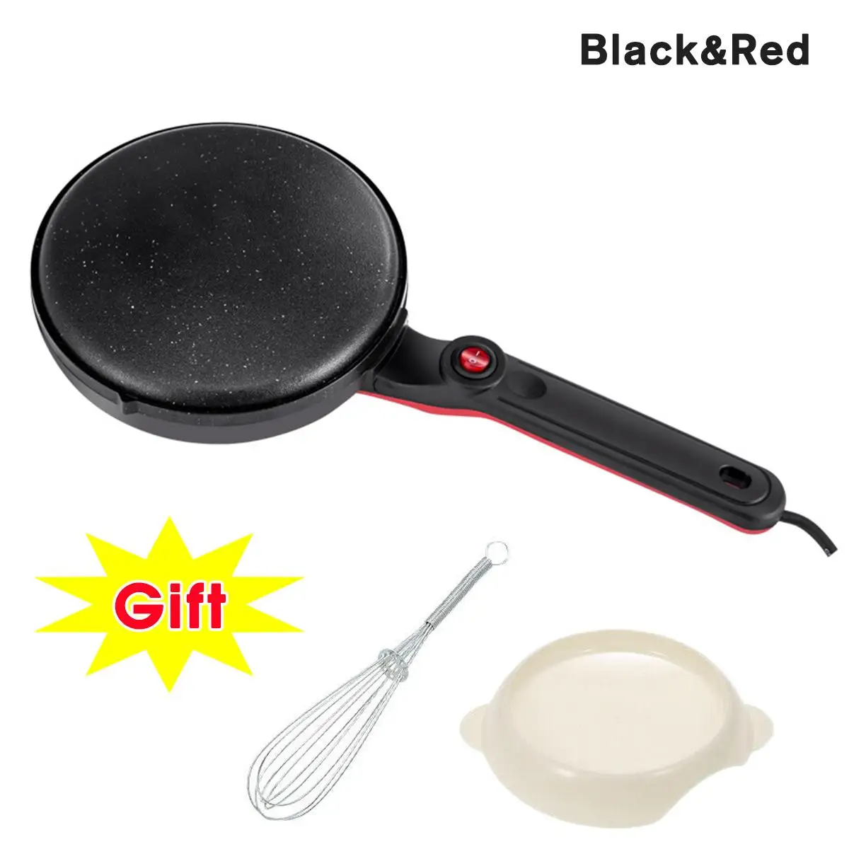 Black red 220 В 900 Вт антипригарная электрическая, для блинов, для изготовления блинов, машина для изготовления блинов, сковорода для выпечки, машина для выпечки тортов, бытовые кухонные инструменты для приготовления пищи - Цвет: Black red
