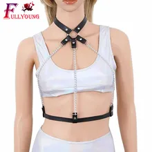 Fullyoung сексуальный кожаный ремень, эполеты Harajuku, готика, панк одежда, аксессуары для Рейв, ремень на подтяжках, женский пояс, клетка