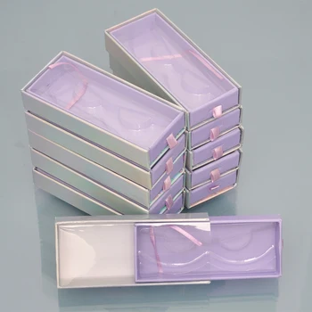 

Wholesale Eyelash Packaging Box Lash Boxes Packaging Customized Faux Cils Mink Eyelashes Package Purple Drawer Case Bulk Vendor
