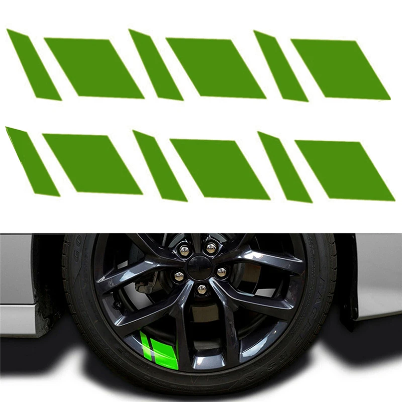 6 Pcs Reflective Car Wheel Rim Vinyl Stickers Hash Mark Stripe Racing