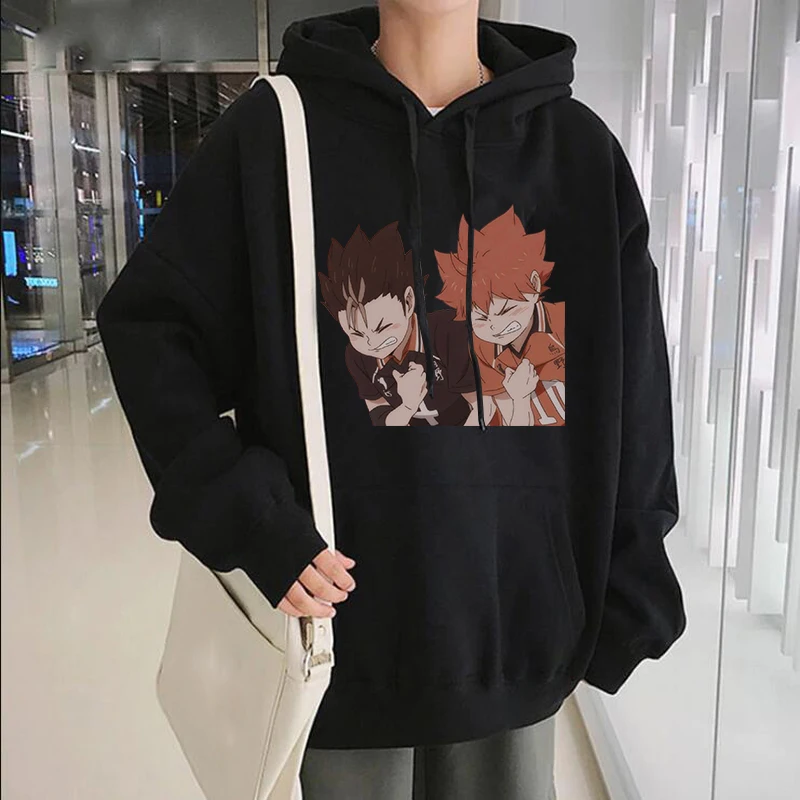 Забавные толстовки с рисунком Аниме Haikyuu для мужчин и женщин Harajuku одежда унисекс