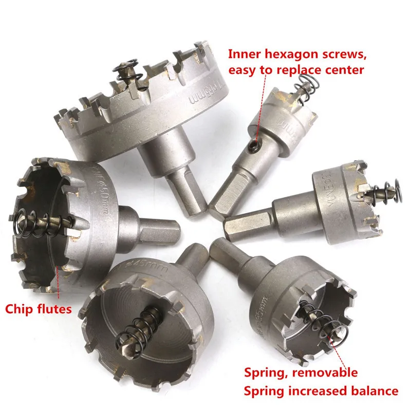 

6 Pieces Set Reamer 22-65mm Set Carbide Hole Opener 22 30 35 45 50 65MM High-grade Stainless Steel Drill