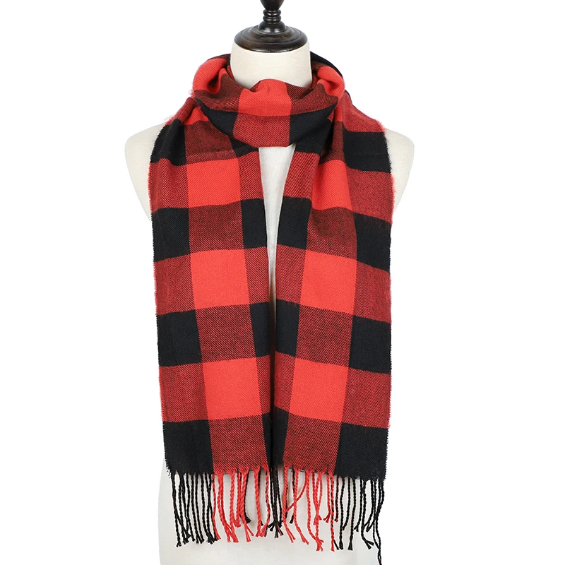 Winter Plaid Scarf Women Foulard Solid Scarves Female Shawls and Wraps New Designer Cashmere Scarfs Luxury Bufandas Hombre - Цвет: Color 7