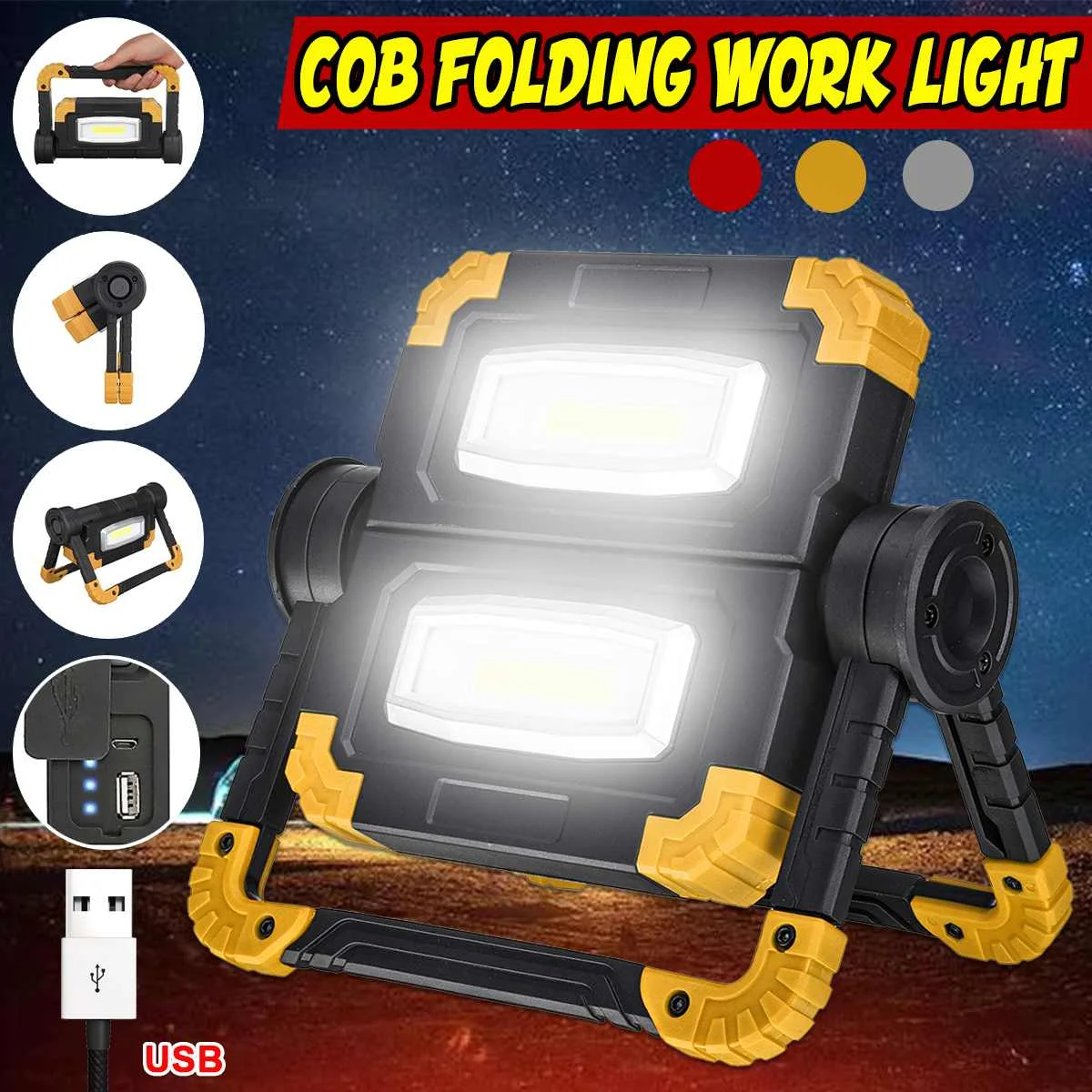 

200W COB Work Lamp Portable Spotlight COB Work Light Outdoor USB Rechargeable Flashlights For Hunting Camping COB Latern