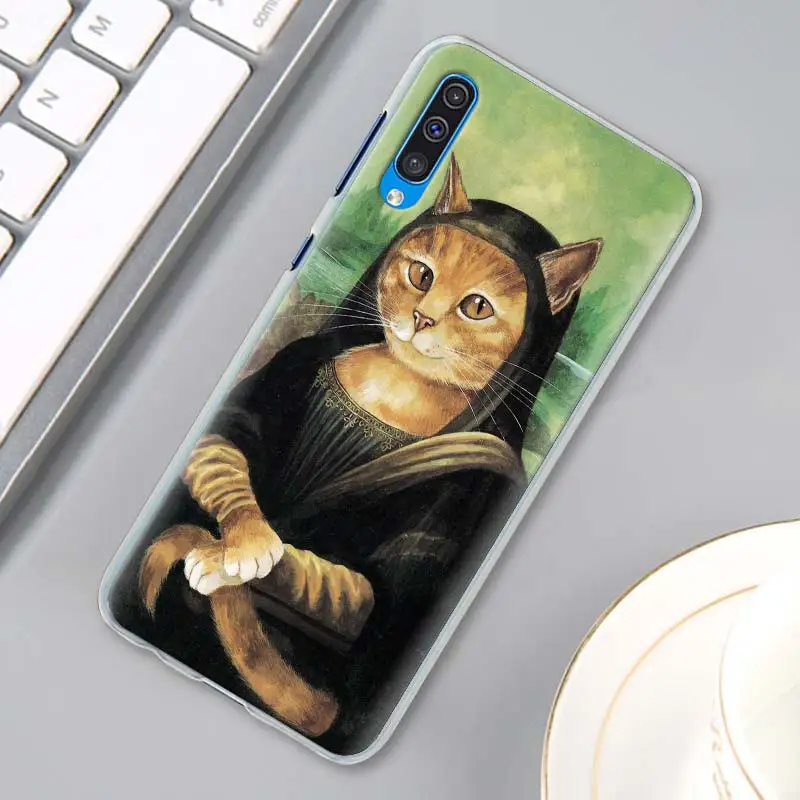 Забавный да Винчи MonaLisa/Pat кошка художественный чехол для samsung Galaxy A10s A20e A30 A40 A50 A50s A60 A70 A80 A6 A8 плюс A7 A9 Хар