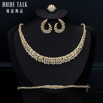 

Bride Talk Famous Brand High Quality Trendy Bridal Wedding Jewelry Set Necklace Earring Bracelet Bangle Ring Middle East Jewelry