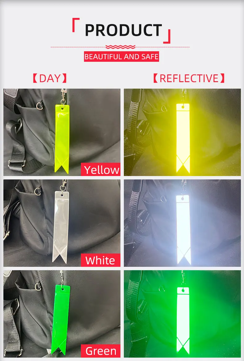 New MEILITE 500 candle lights Streamer Reflective Keychains Safety protection bag pendant  key ings For traffic safety use
