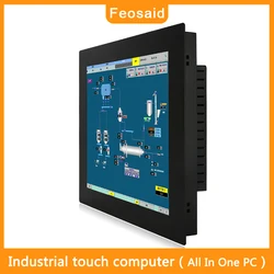 Mini pc industriel tout en un 15.6 pouces, ordinateur avec écran tactile résistif intégré, support mural 