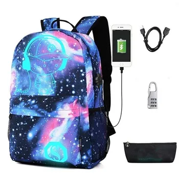 

Luminous Backpacks Women Bagpack Teenagers Schoolbags Student Bag USB Charge Computer Anti-Theft Laptop Back Pack