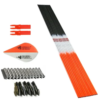

Linkboy Archery Carbon Arrows Shaft SP500 ID6.2mm Arrows Plastic Vanes and Nock 75gr Tips Compound Bow Accessories Hunting 12set