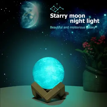 

8/15cm USB Rechargeable Night light 3D Print Moon Lamp Personality Color Change Lunar Touch switch 16 Colors Moon Light