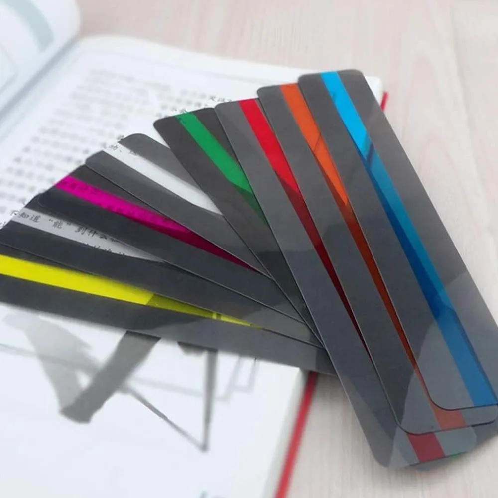 

8Pcs/Set Large Size Guided Reading Strips Highlight Colored Overlays Colorful Bookmark Reading Tracking Rulers For Dyslexics