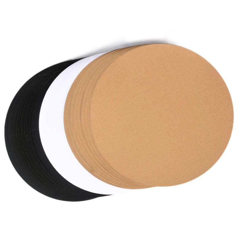 

Blank Kraft Paper Round Postcard Hand Drawing DIY Graffiti Black Brown White Blank Greeting Card Craft Cardboard Scrapbook Paper