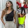 Mejor vendedor  Mono Sexy sin mangas con un hombro para mujer, Bodycon, Top de leotardo, mono, camisas, Top informal liso de verano NyoA5M5aa