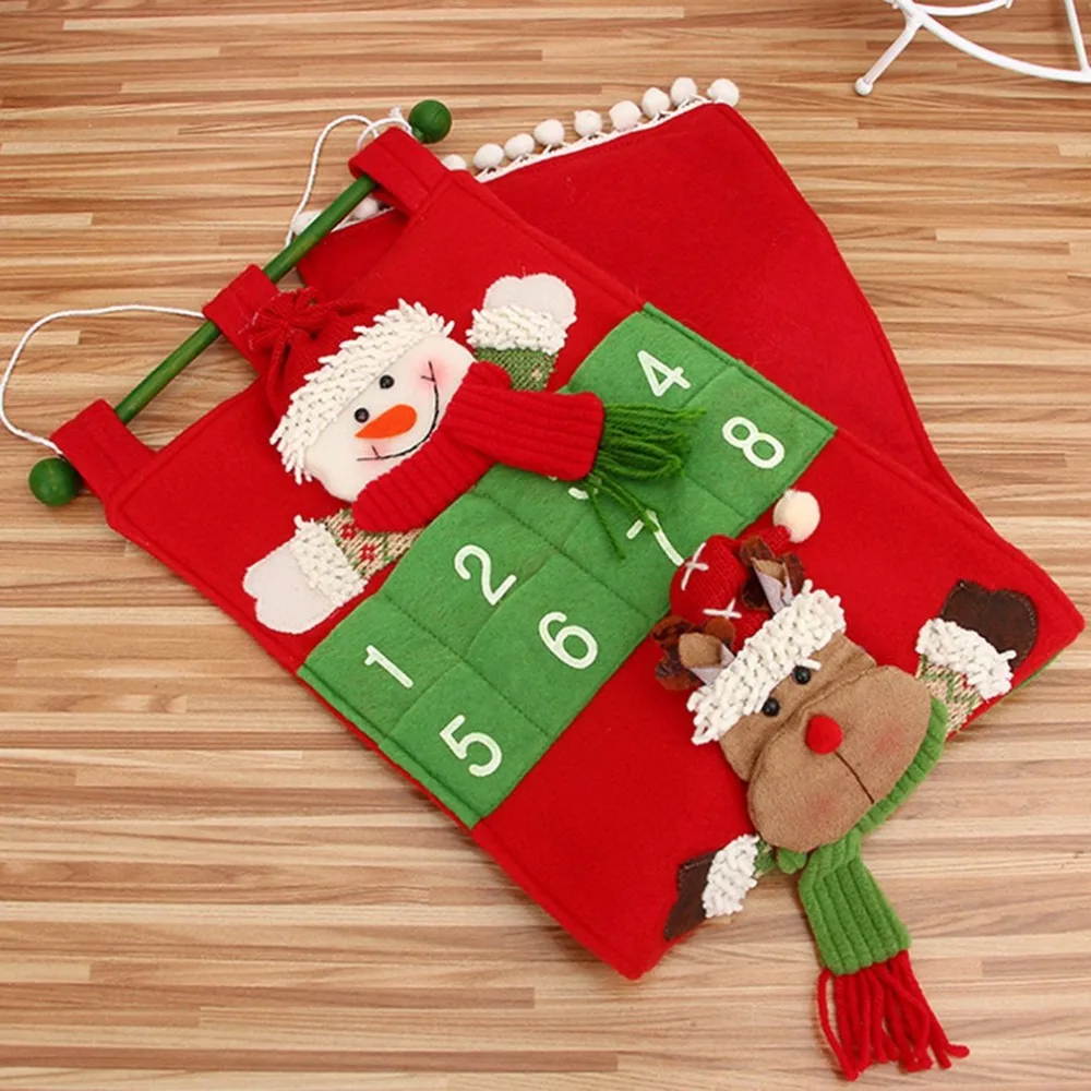 Christmas Countdown Calendar Home Party Shop Decoration Wall Hanging Velvet Santa Claus Calender Best Gift Drop Shipping