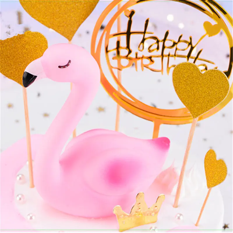 Фламинго торт Топпер Дети День рождения Свадьба Единорог вечерние украшения ручной работы смолы стол топ орнамент мультфильм единорог игрушки - Цвет: flamingo
