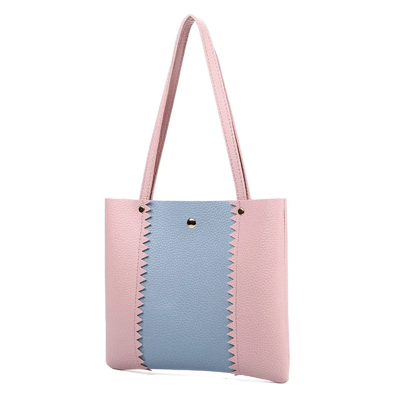

2018 Spring And Summer New Style Shoulder Bag CHIC Contrast Color Soft Girl Simple Irregular Teeth Marks Versatile Large Capacit