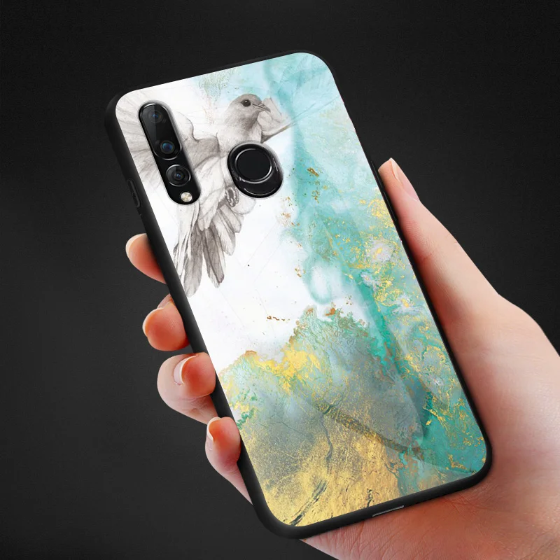 Для huawei Y9 Prime P Smart Plus Z чехол мраморный глянцевый чехол из закаленного стекла для телефона huawei Honor 10i 20i 10 20 Lite чехол