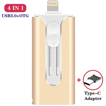 

OTG 4 in 1 Pendrive for iPhone/Android/notebook USB Flash Drive 128GB 64GB 32GB 16GB 8GB flash Pen Drive TYPE C 3.0 USB DISK