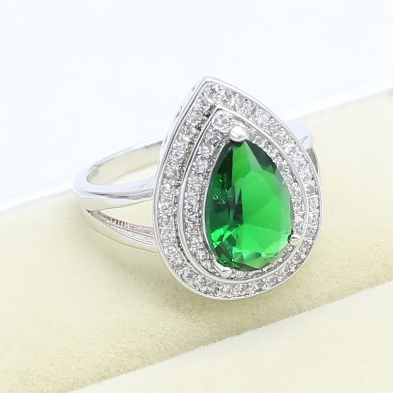 Green Emerald 925 Sterling Silver Ring For Women Party Birthday Jewelry Wedding Vintage Woman Rings images - 6