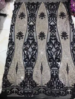 

Sequins Lace Fabric High Quality African French Tulle Lace Fabric Embroidery For Sequins Lace Nigeria Party Dress YYZ7873