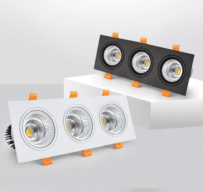 厂家直供三头方形射灯cob嵌入式led天花灯格栅灯斗豆胆灯可调角度---阿里巴巴-1688_02_01