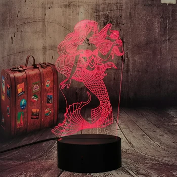 

3D Mermaid Princess LED Night Lamp Novelty Night Light USB Cartoon Children's Bedroom Sleeping Atmosphere Decor Lava Girls lamp