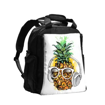 

Diaper Bag Pineapple Fruit In Glasses With Headphones Baby Nappy Organizer Bag Maternity Bag for Baby Care for Mom